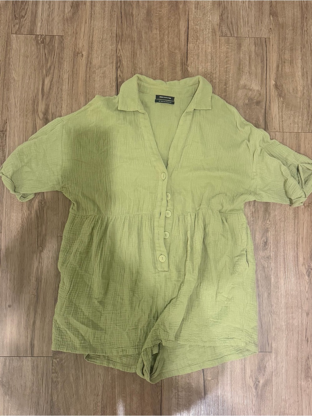 Urban Outfitters Light Green Button-Front Romper